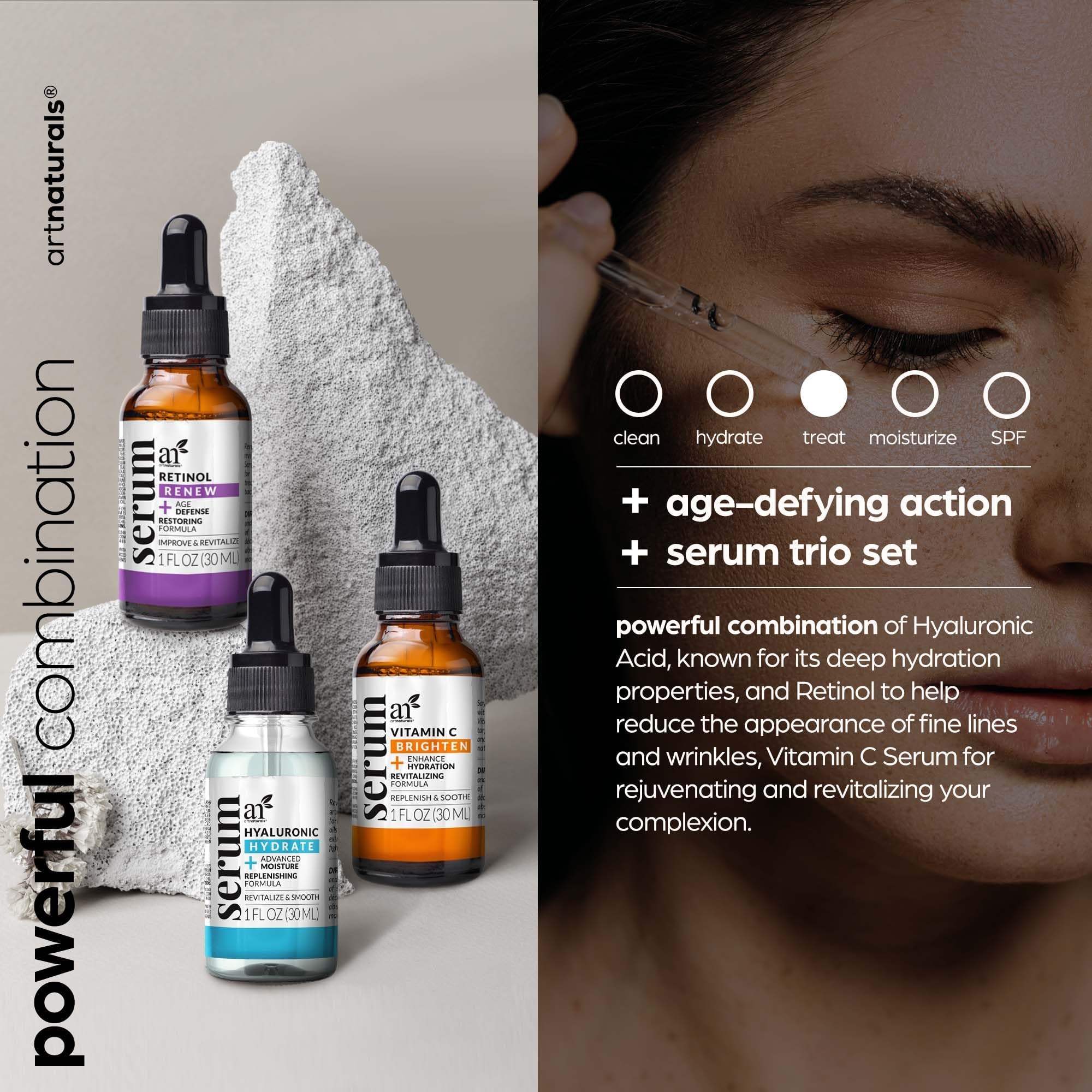 Artnaturals Retinol serum bottle helps smooth fine lines