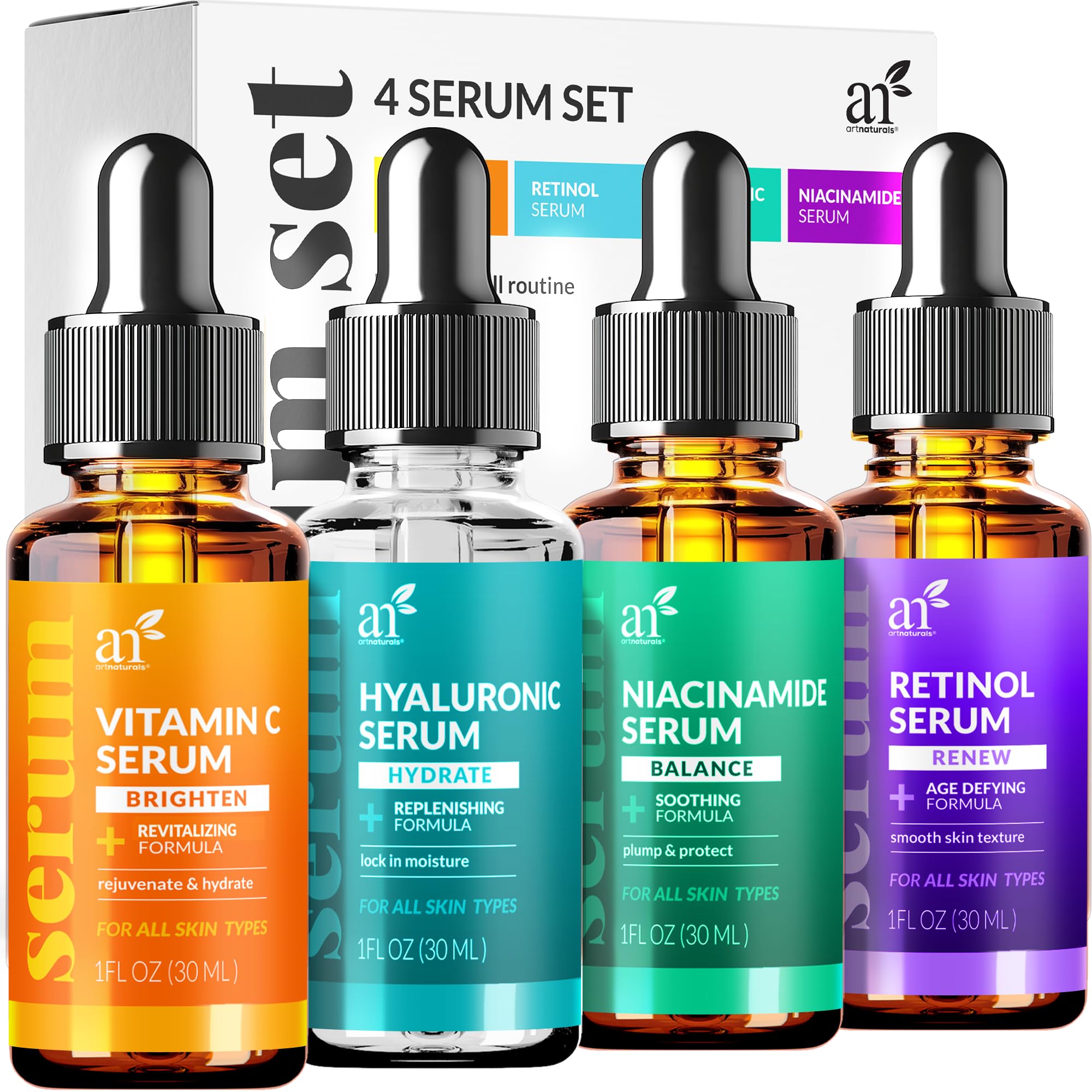 Artnaturals Vitamin C serum set front view for brighter, even-toned skin.