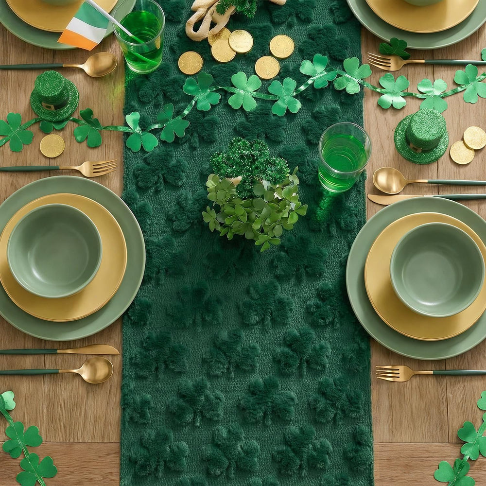 Artoid Mode green plush runner adds party decor flair for seasonal celebrations