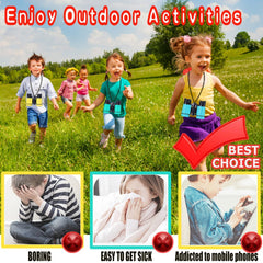 Durable, shockproof housing protects lenses during active outdoor play