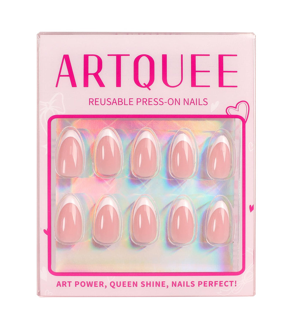 Artquee pink nails shown with versatile daily styling possibilities.