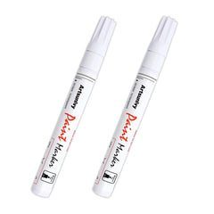 Artsunlvy white paint pen 2-pack for bold, permanent marks on multiple surfaces.