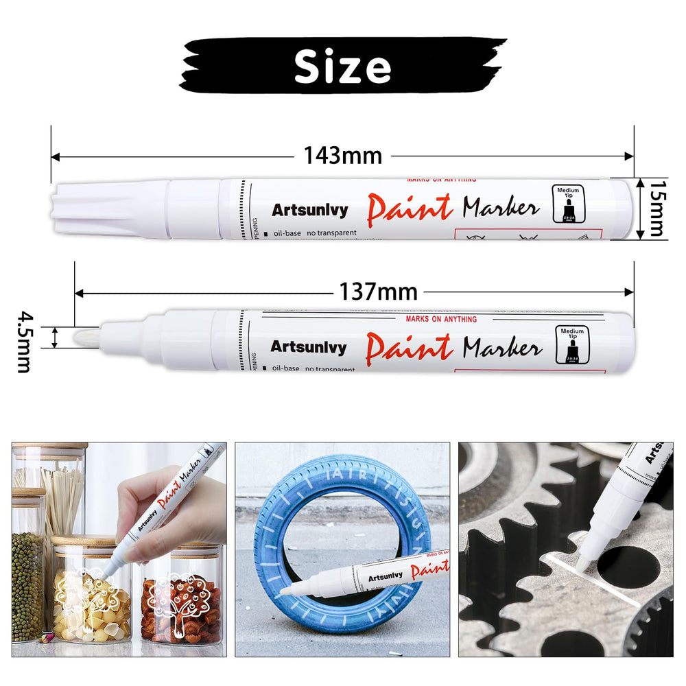 Artsunlvy white paint pen on glass demonstrates waterproof, opaque coverage.