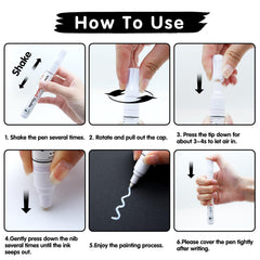 Artsunlvy white paint pen tip close-up shows precise, smooth ink flow.