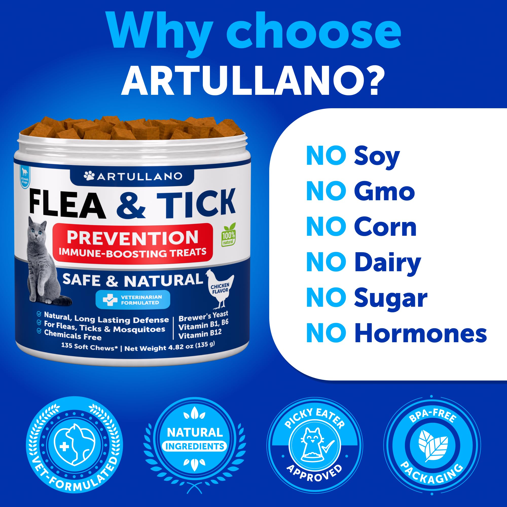 Artullano immune support and dental health benefits for cats.