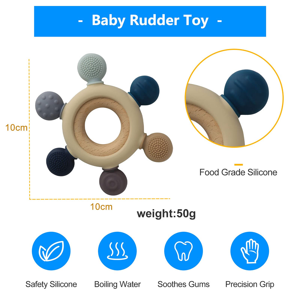 Arudyo teether gray silicone for safe cleaning and care