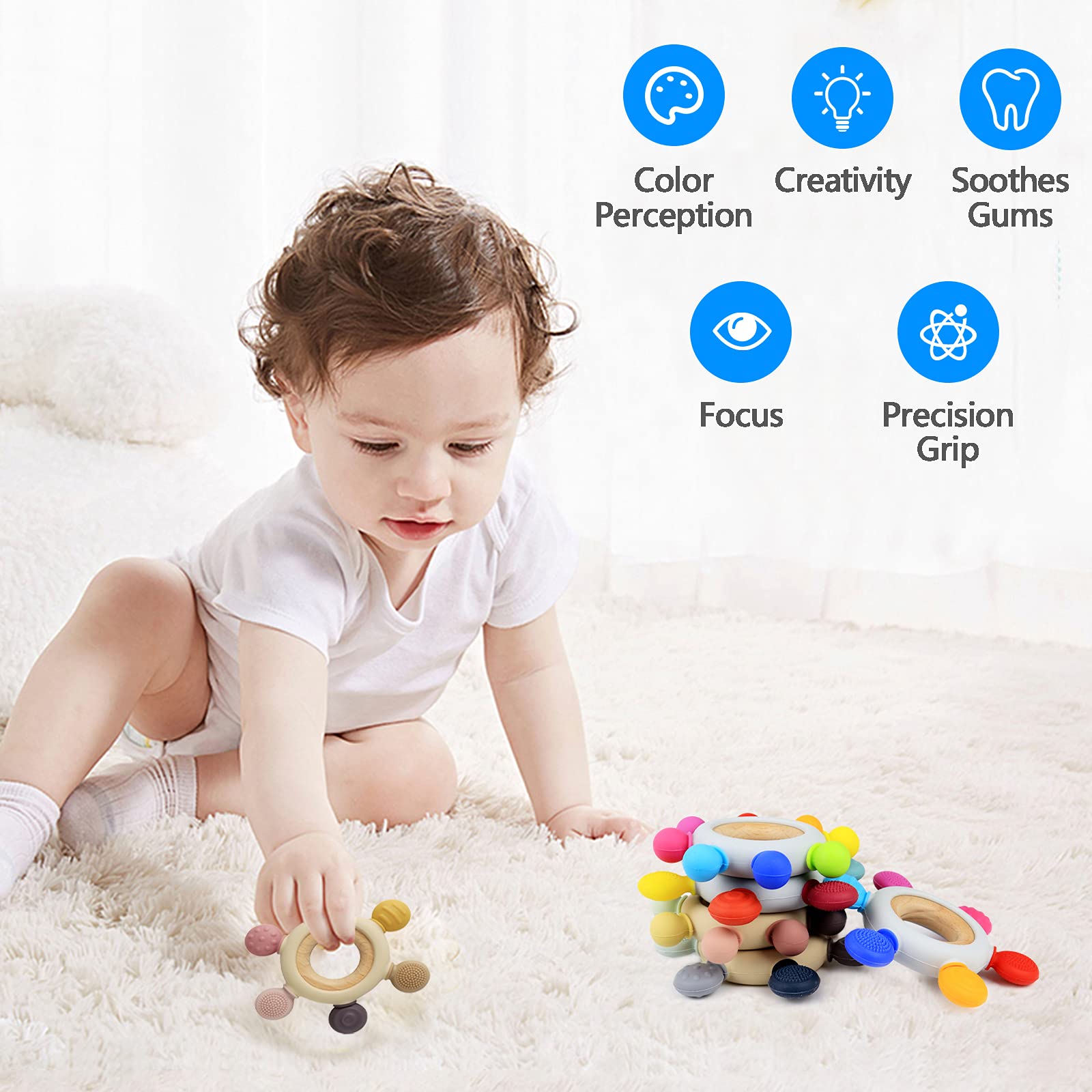 Arudyo hollow-design teether with concave-convex surface for soothing gums