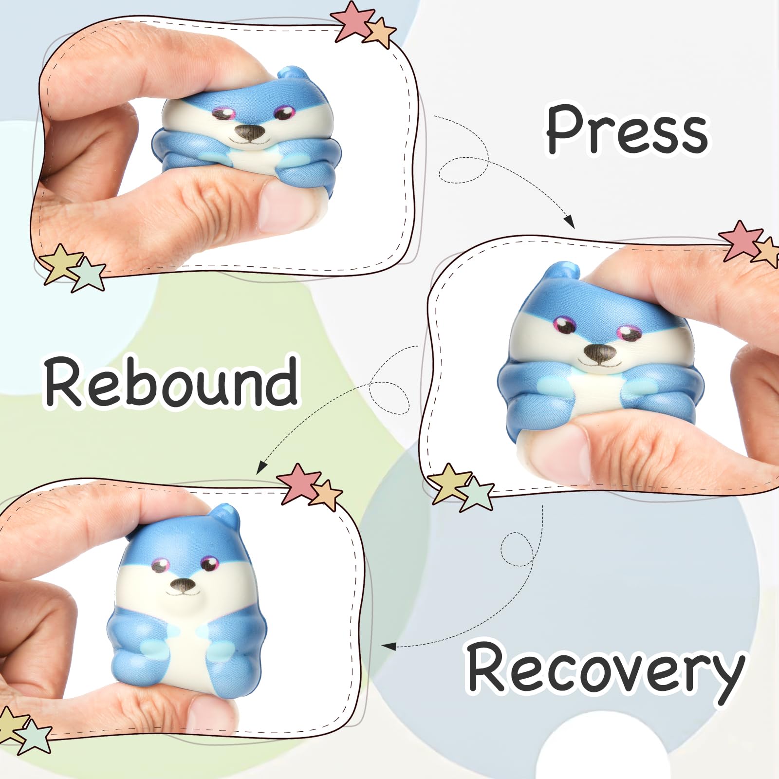 Aruytps fox squishy toy with slow rising design for relief.