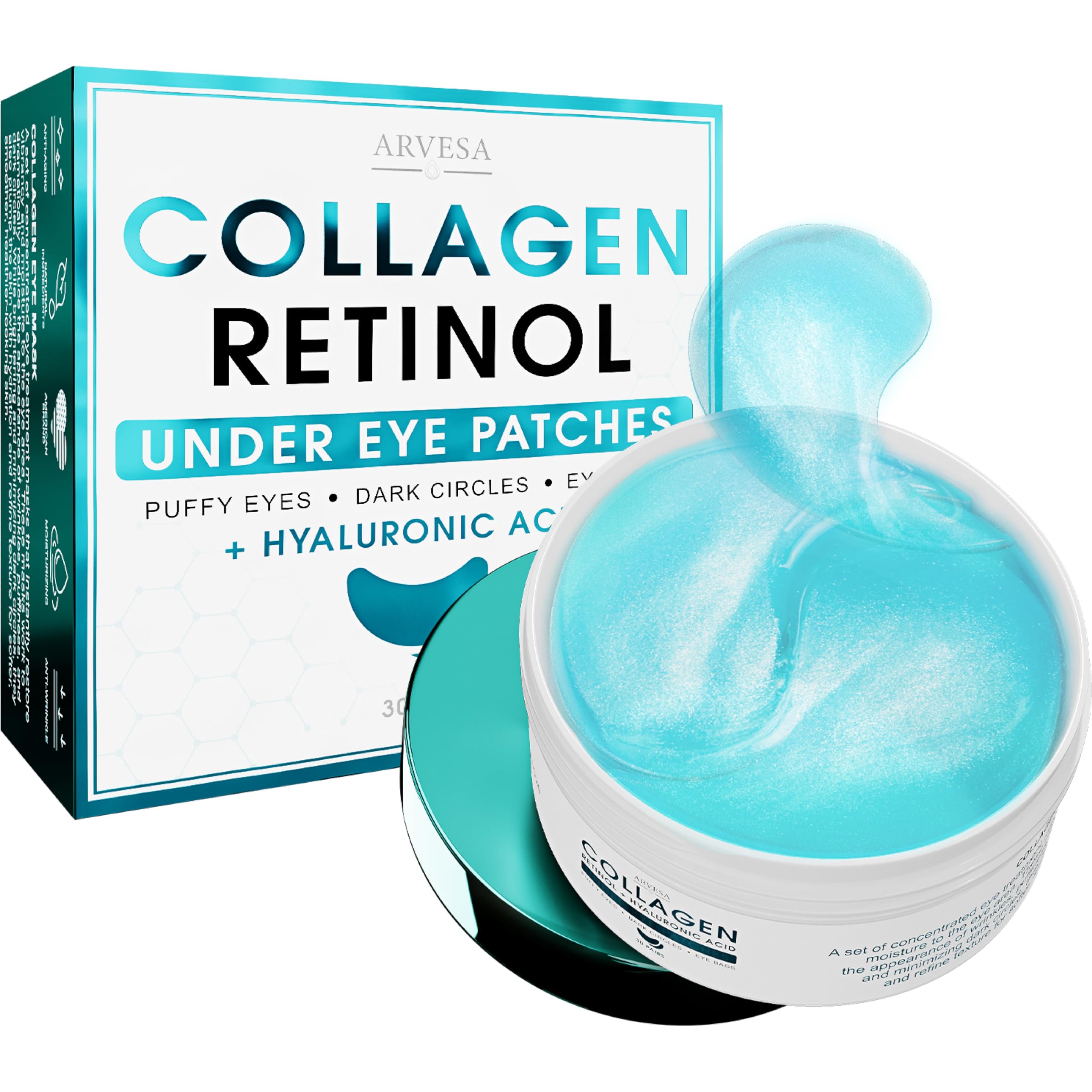 Arvesa under eye patches for puffy eyes deliver hydration and brightness.