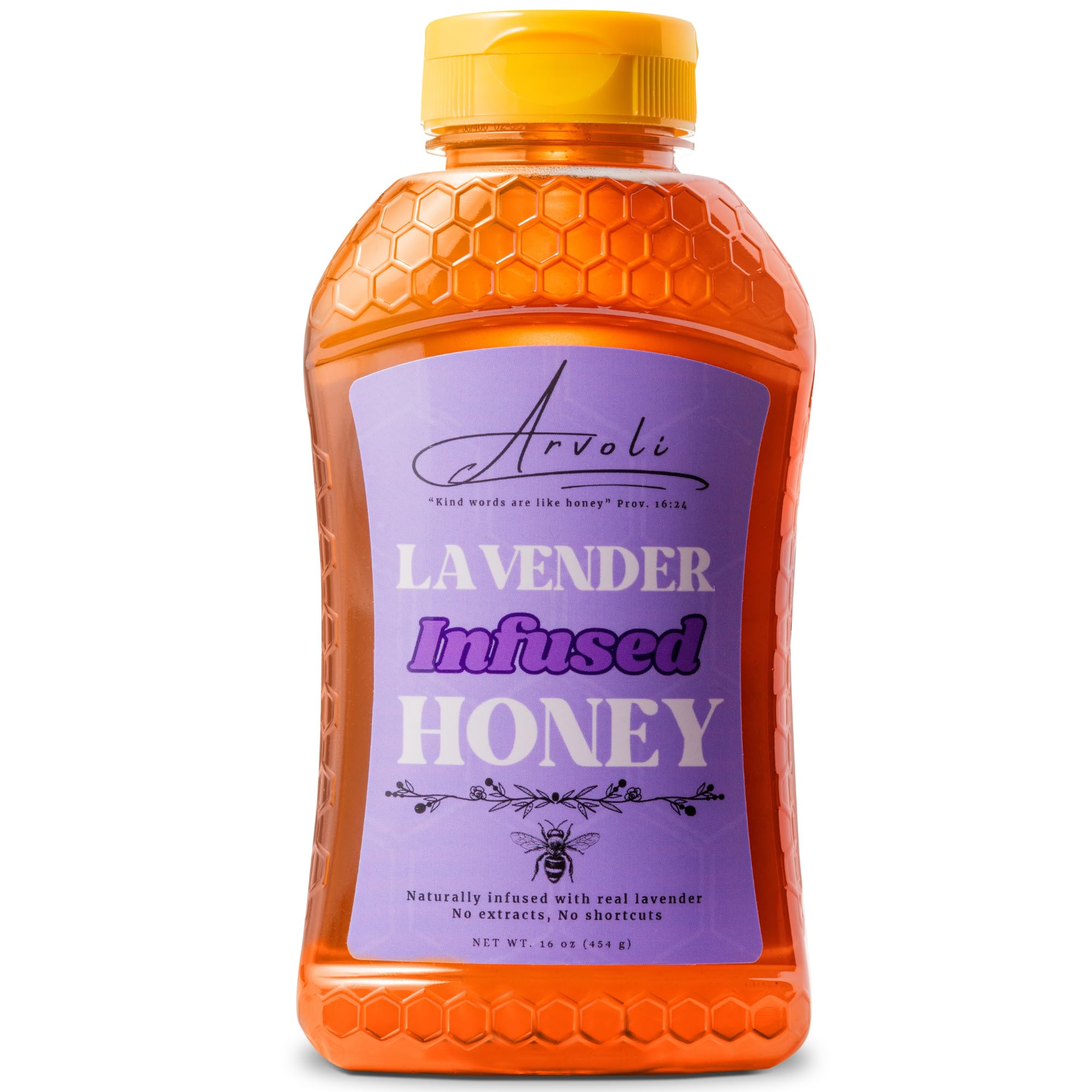 Arvoli Lavender Honey bottle close-up showing floral aroma ideal for tea and coffee