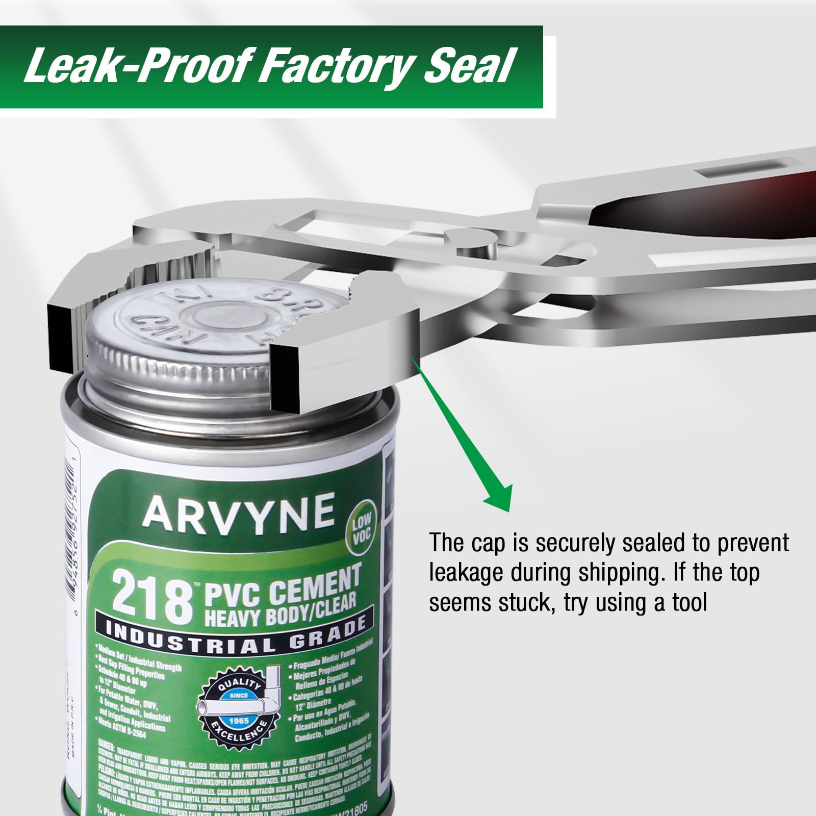 ARVYNE PVC Cement leak-proof 4oz can with built-in dauber
