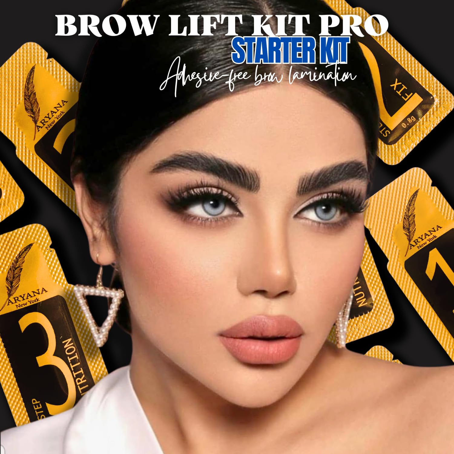 Aryana New York Brow Lamination Kit three-step sachets enable easy at-home or salon use.