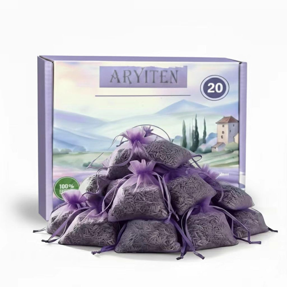 Aryiten lavender sachet bag hanging in a closet for a fresh natural scent.