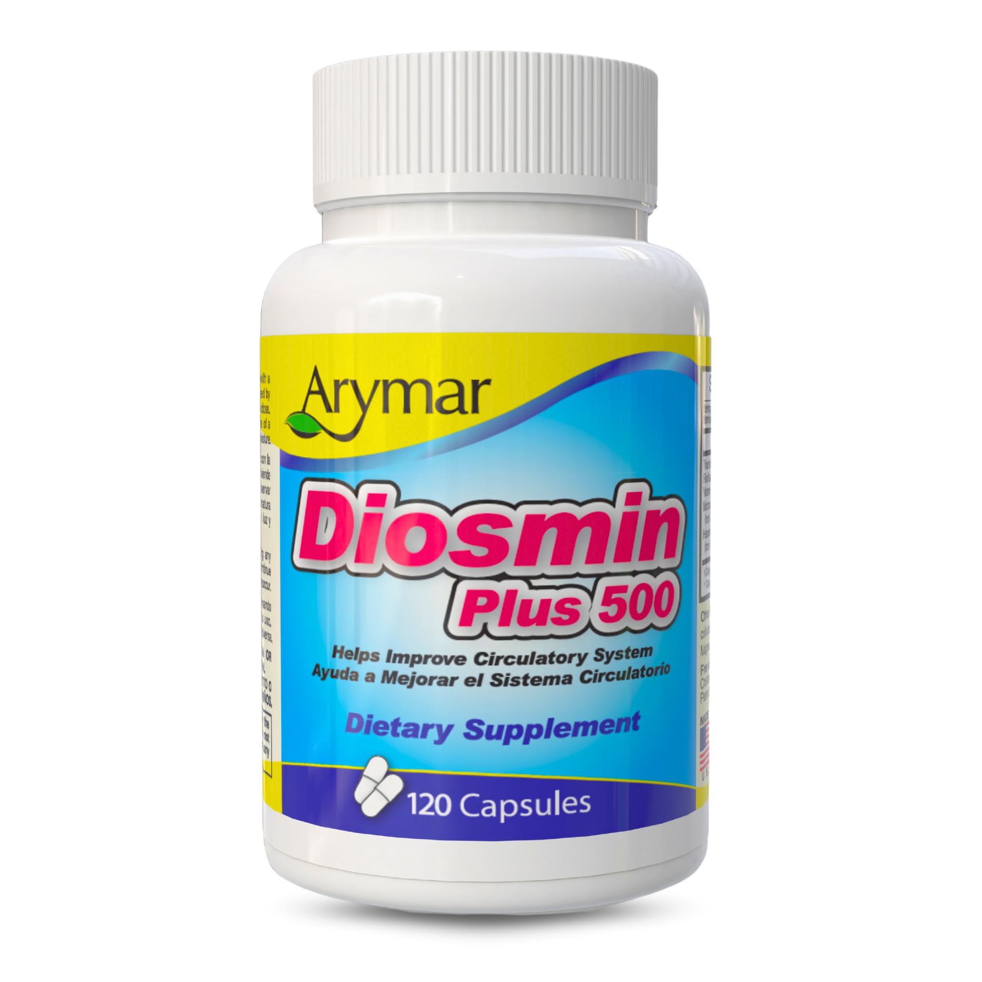 Arymar Diosmin Plus 500 bottle for daily circulatory support.