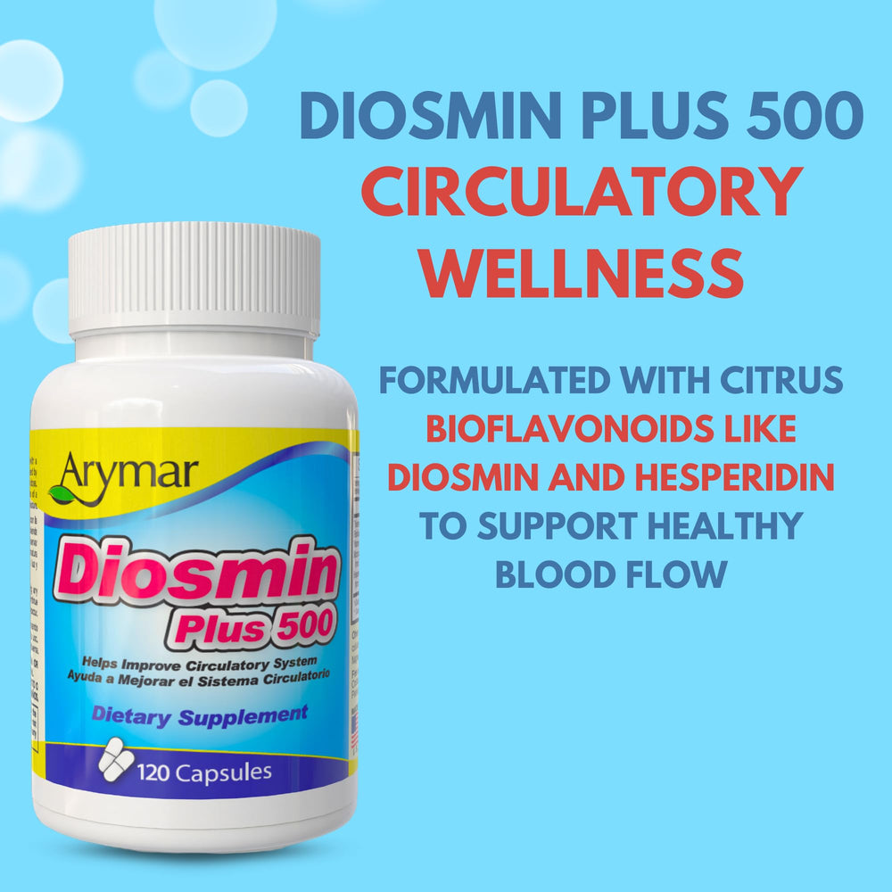 Arymar Diosmin Plus 500 packaging on shelf for easy daily use.