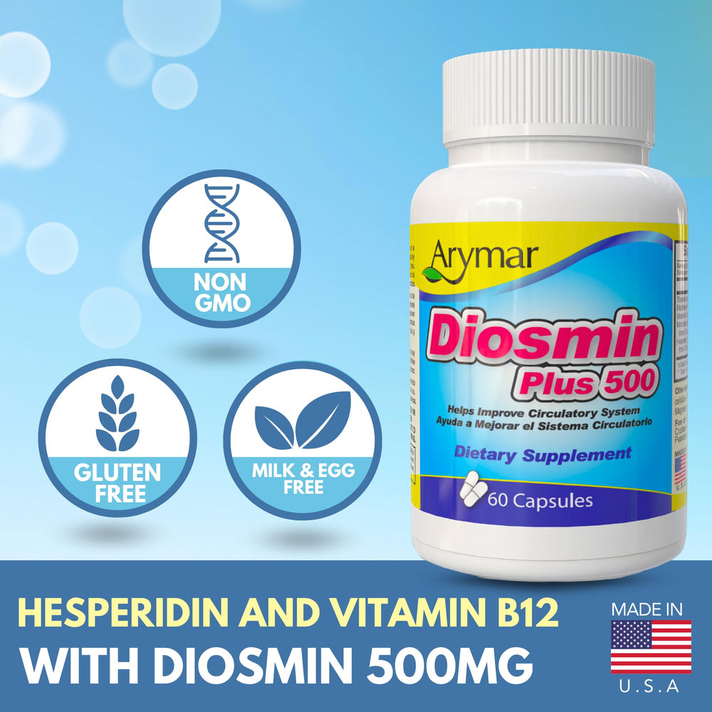 Arymar Diosmin with vitamin B1 B2 B12 for microcirculation support.