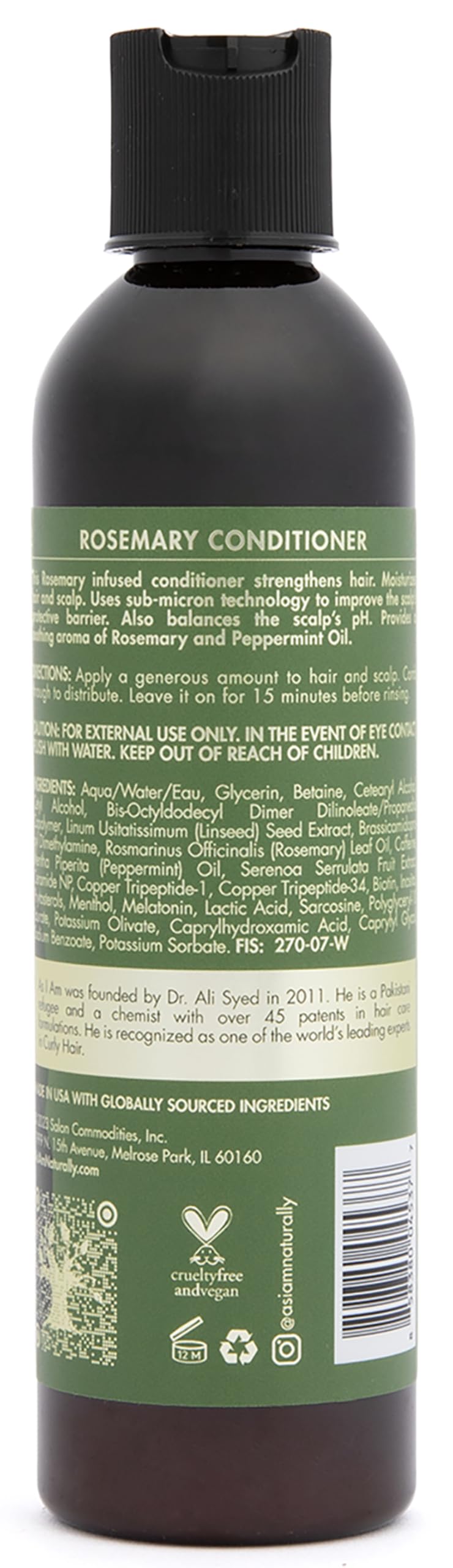 As I Am Rosemary Conditioner aroma of rosemary and peppermint for refreshing routine
