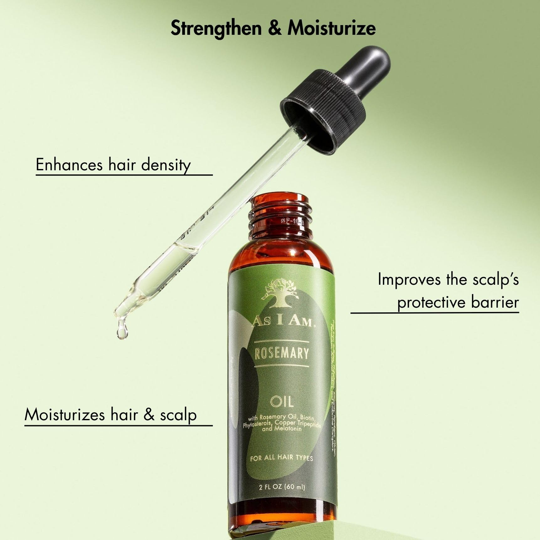 As I Am Rosemary Oil applied to scalp supports a healthy environment.