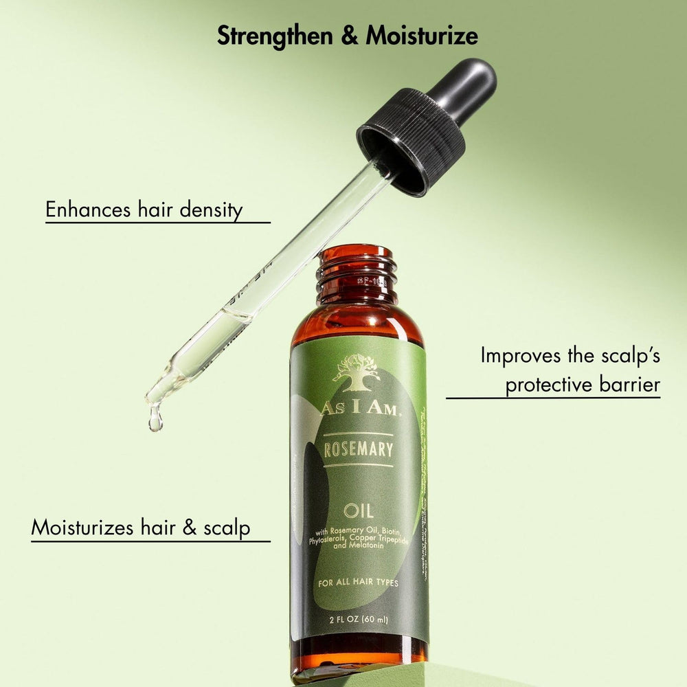 As I Am Rosemary Oil applied to scalp supports a healthy environment.