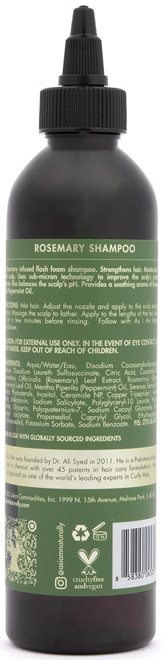As I Am Rosemary Shampoo on hair strands indicating moisture and shine.