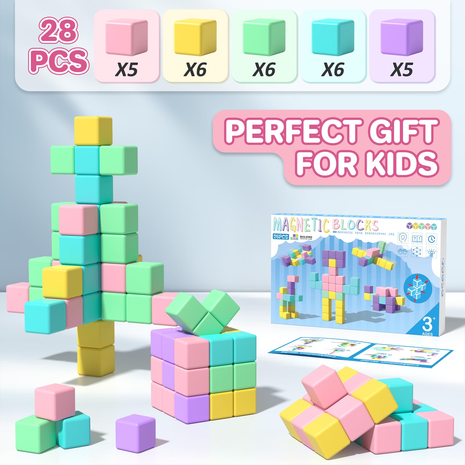 Asago magnetic blocks gift-ready packaging suitable for classrooms or home