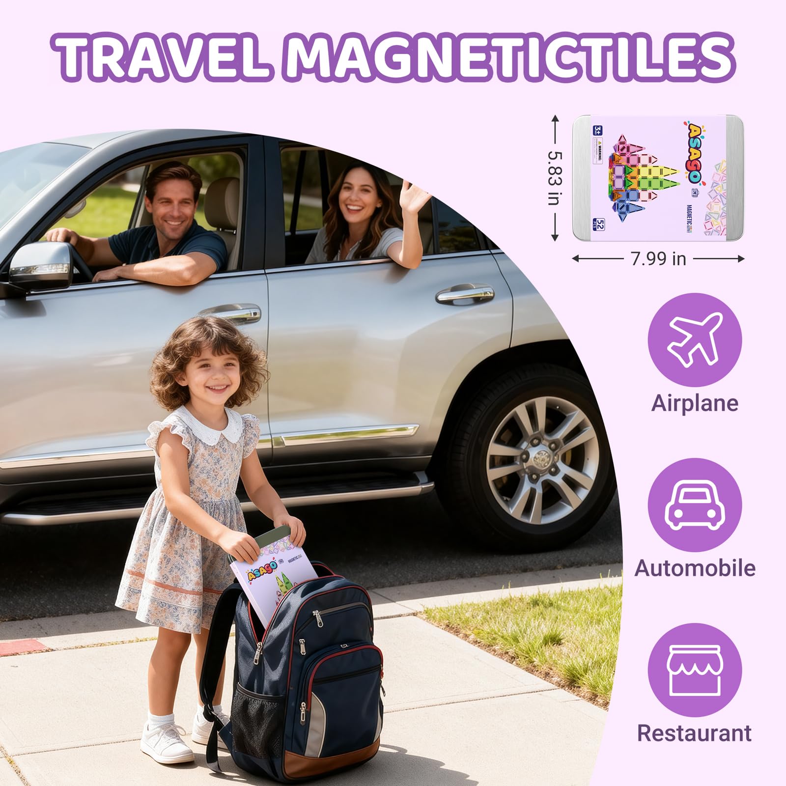 Asago mini magnetic tile shapes in triangles and squares for creative building