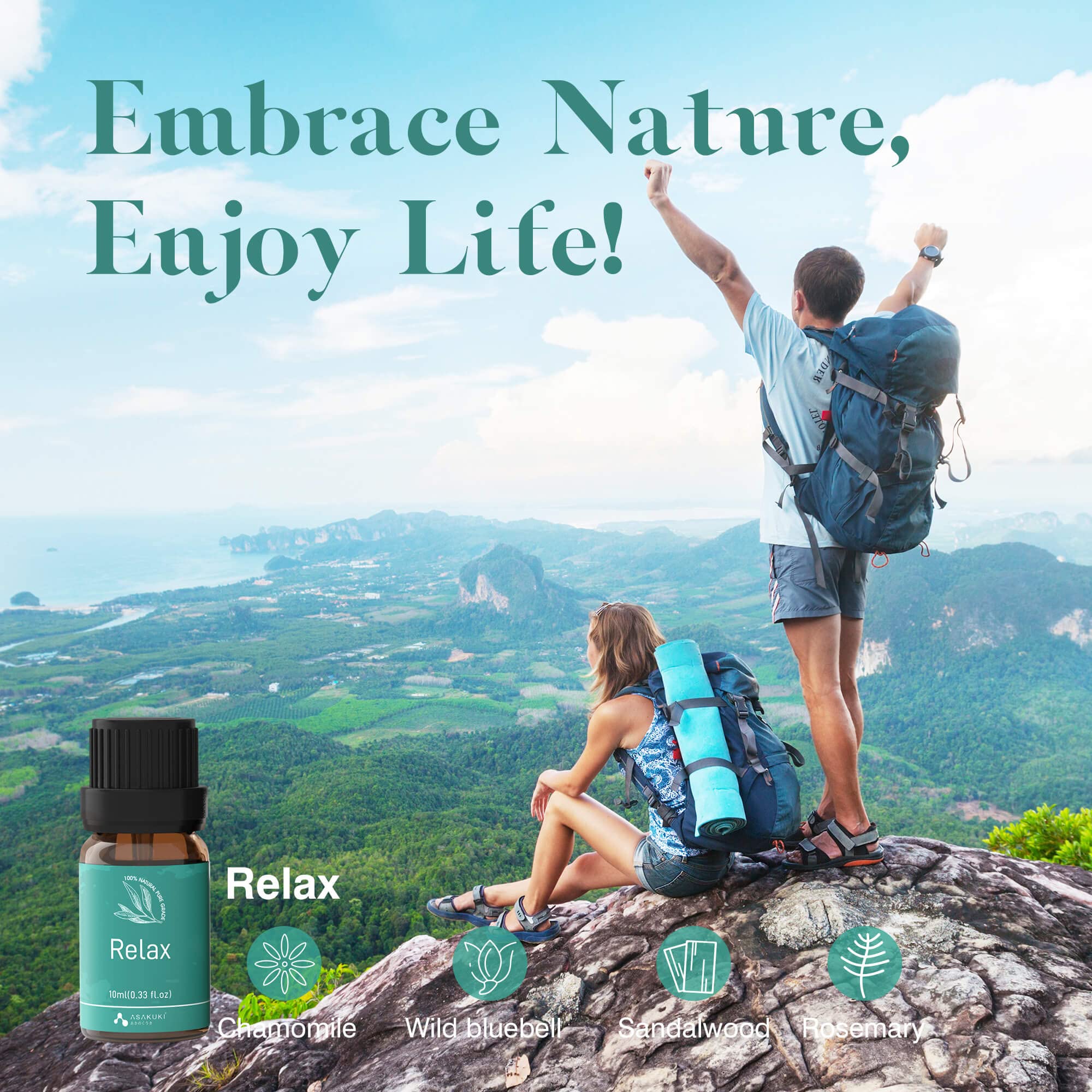 ASAKUKI blends happy bottle with uplifting aroma for mood-friendly diffusion.