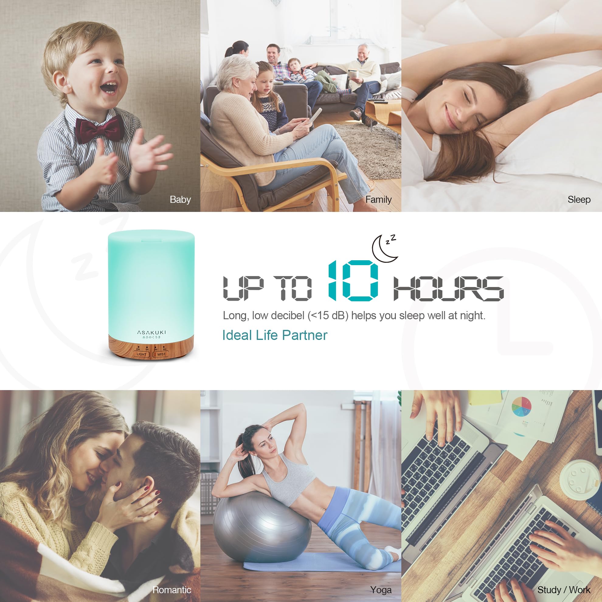 ASAKUKI diffuser auto shut-off ensures safe, worry-free use