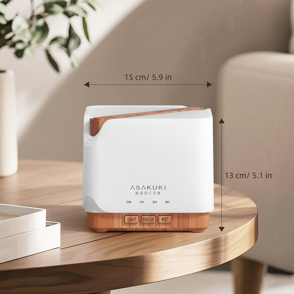 ASAKUKI diffuser featuring LED ambient lights for mood-enhancing evenings.
