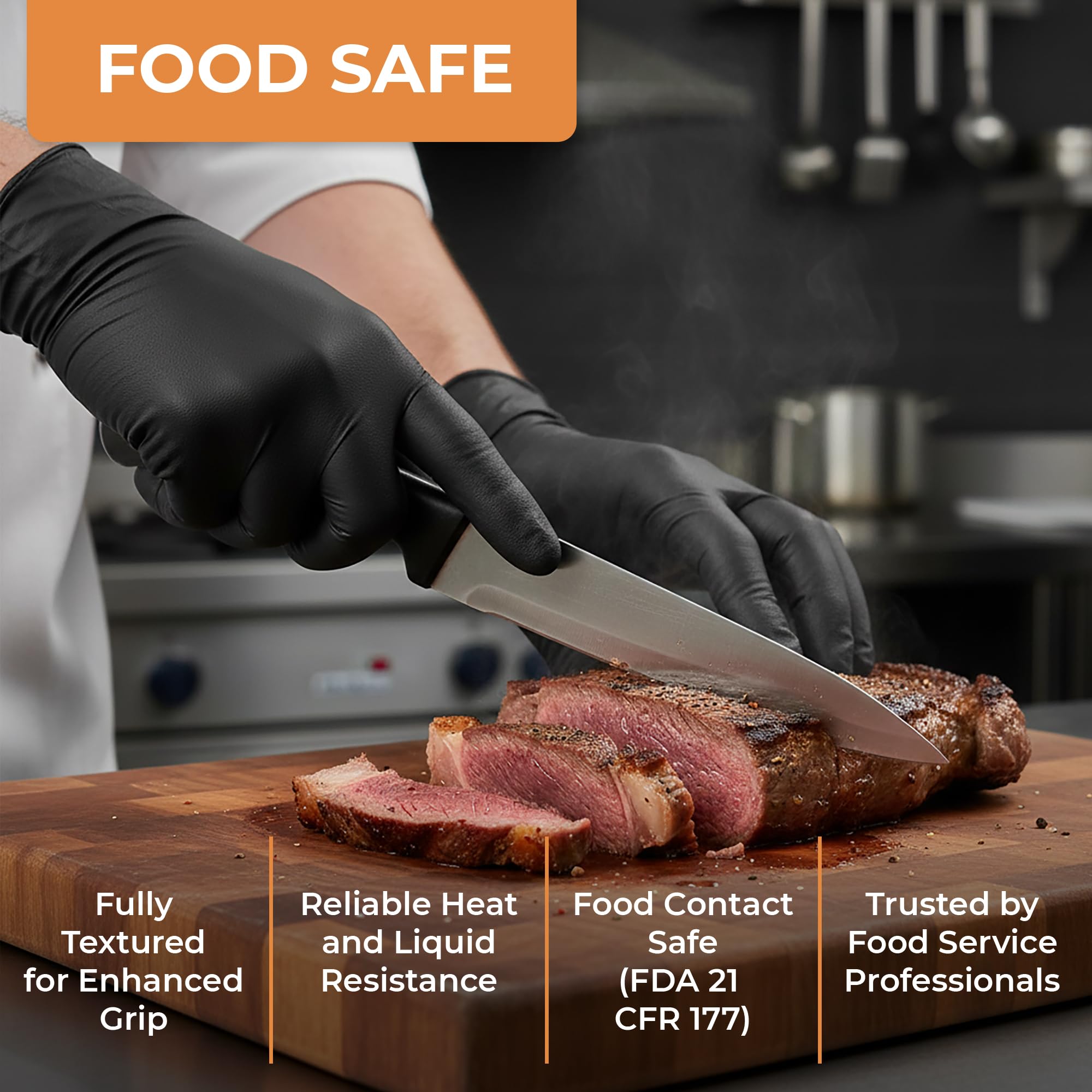 ASAP Black Nitrile Gloves powder-free to minimize residue during clean tasks