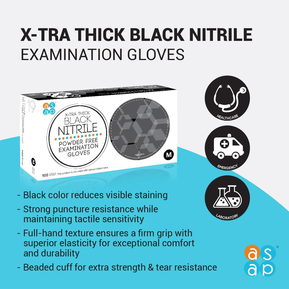 ASAP Black Nitrile Gloves provide precision for tattoo applications
