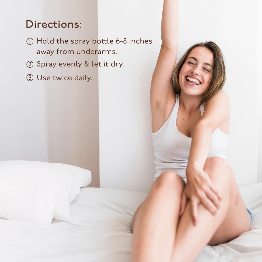 Spray moment of Asaya Even Tone Mist on underarms