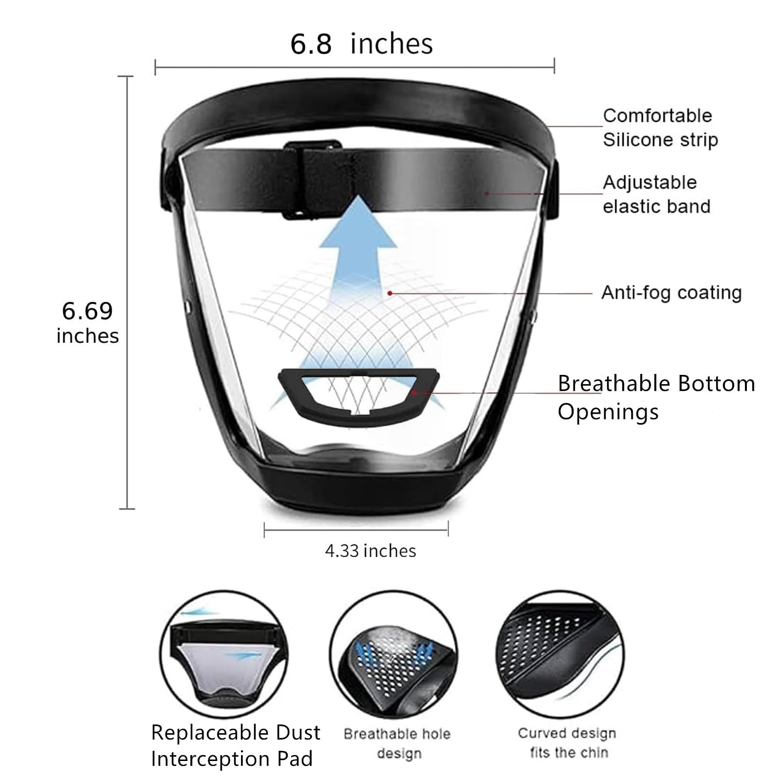 Ascavs full-face shield wide-view visor for expansive visibility during woodworking