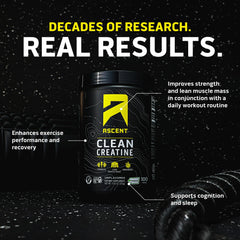 Ascent Creapure seal label indicating high quality for athletes.