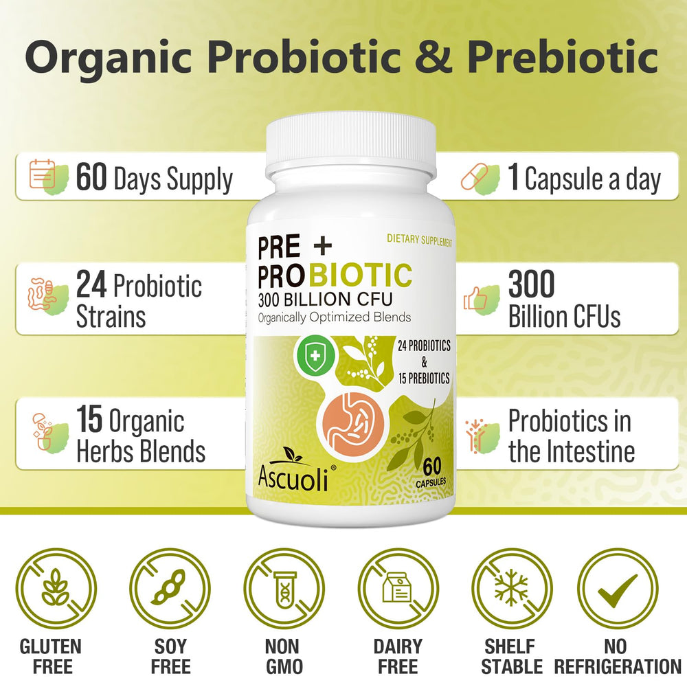 Ascuoli Probiotics 24 strains for diverse gut flora and digestion.