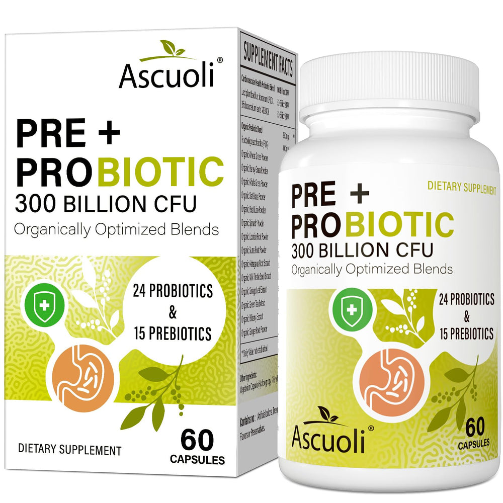 Ascuoli Probiotics bottle with 60 capsules for daily digestive support.
