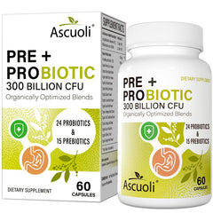 Ascuoli Probiotics bottle with 60 capsules for daily digestive support.