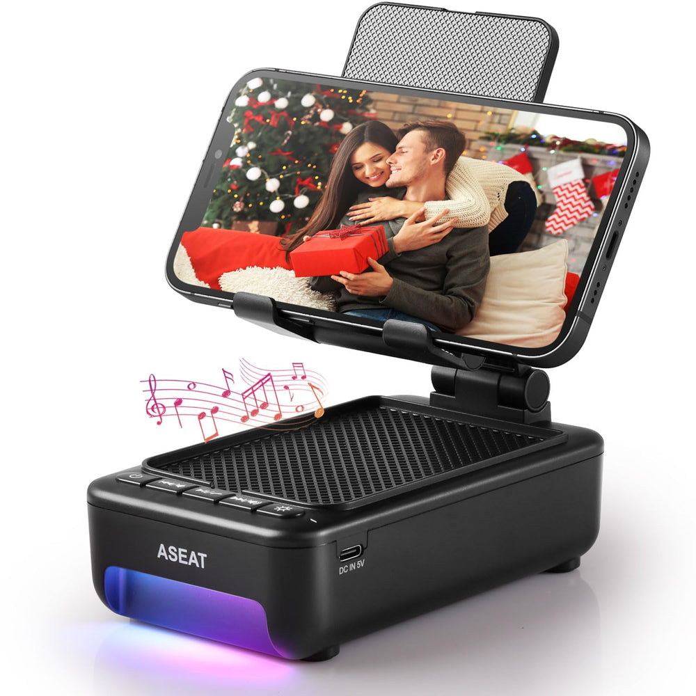 ASEAT phone stand with Bluetooth speaker for portable home entertainment