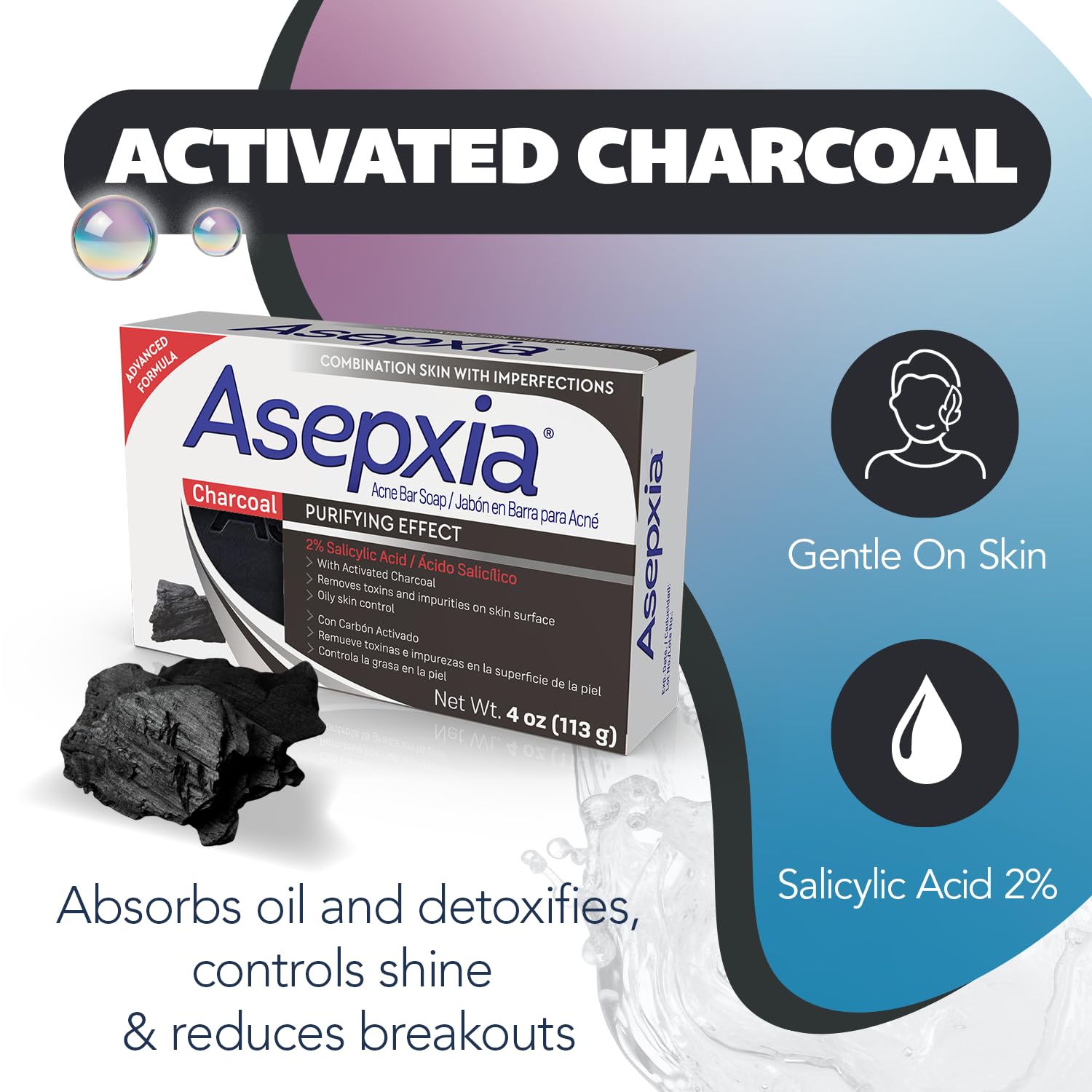 Asepxia salicylic bar soap spot-drying action shows practical acne care.