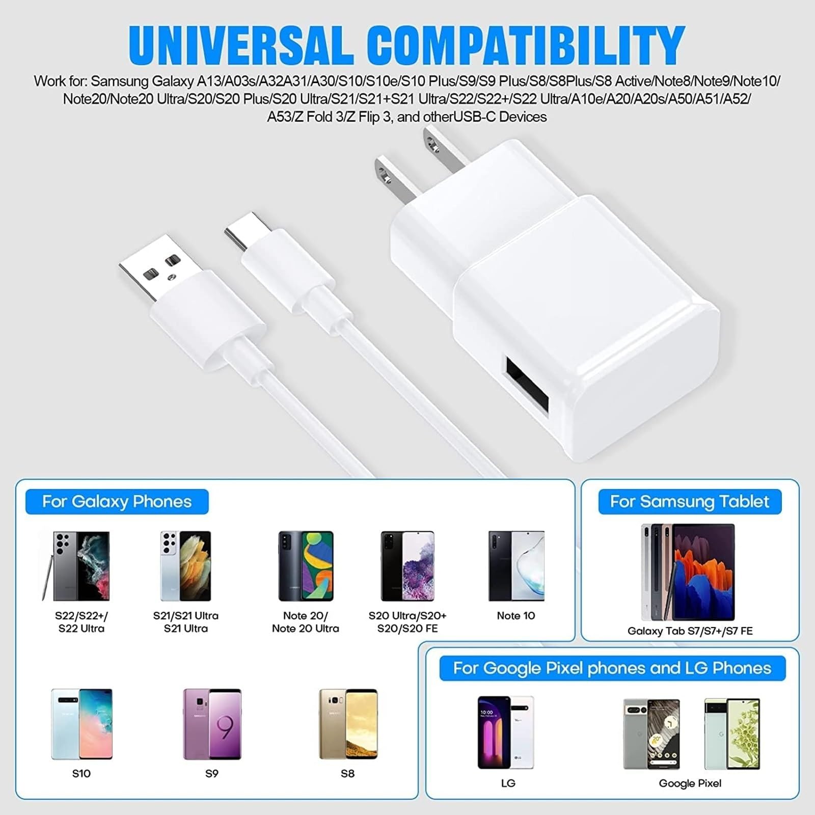 Aseyuwde box includes 15W charger and 6.6ft USB-C cable.