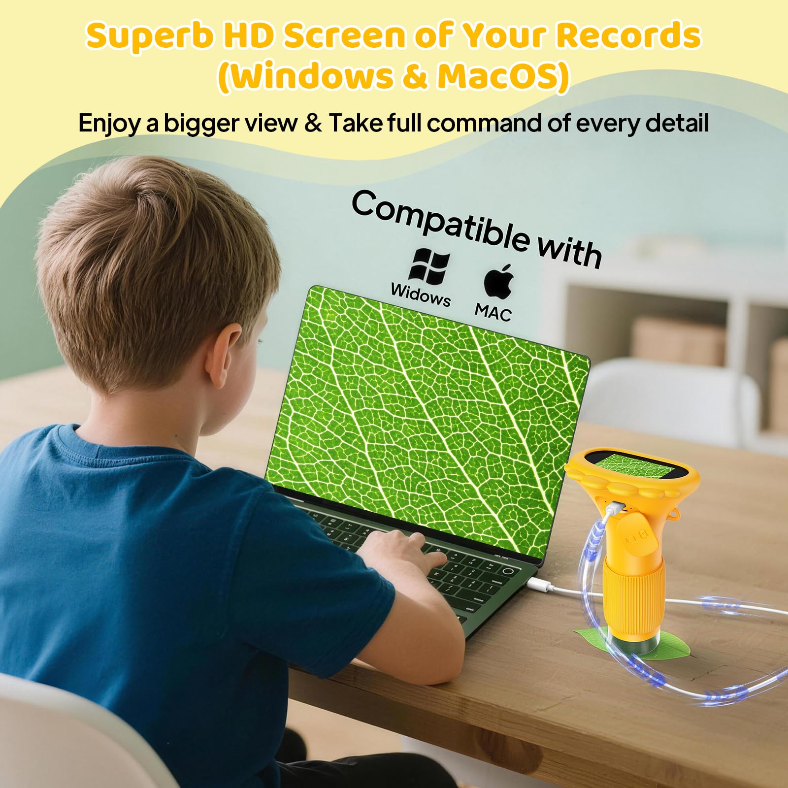 Ashfly Kids Microscope kid friendly design fits small hands for easy use