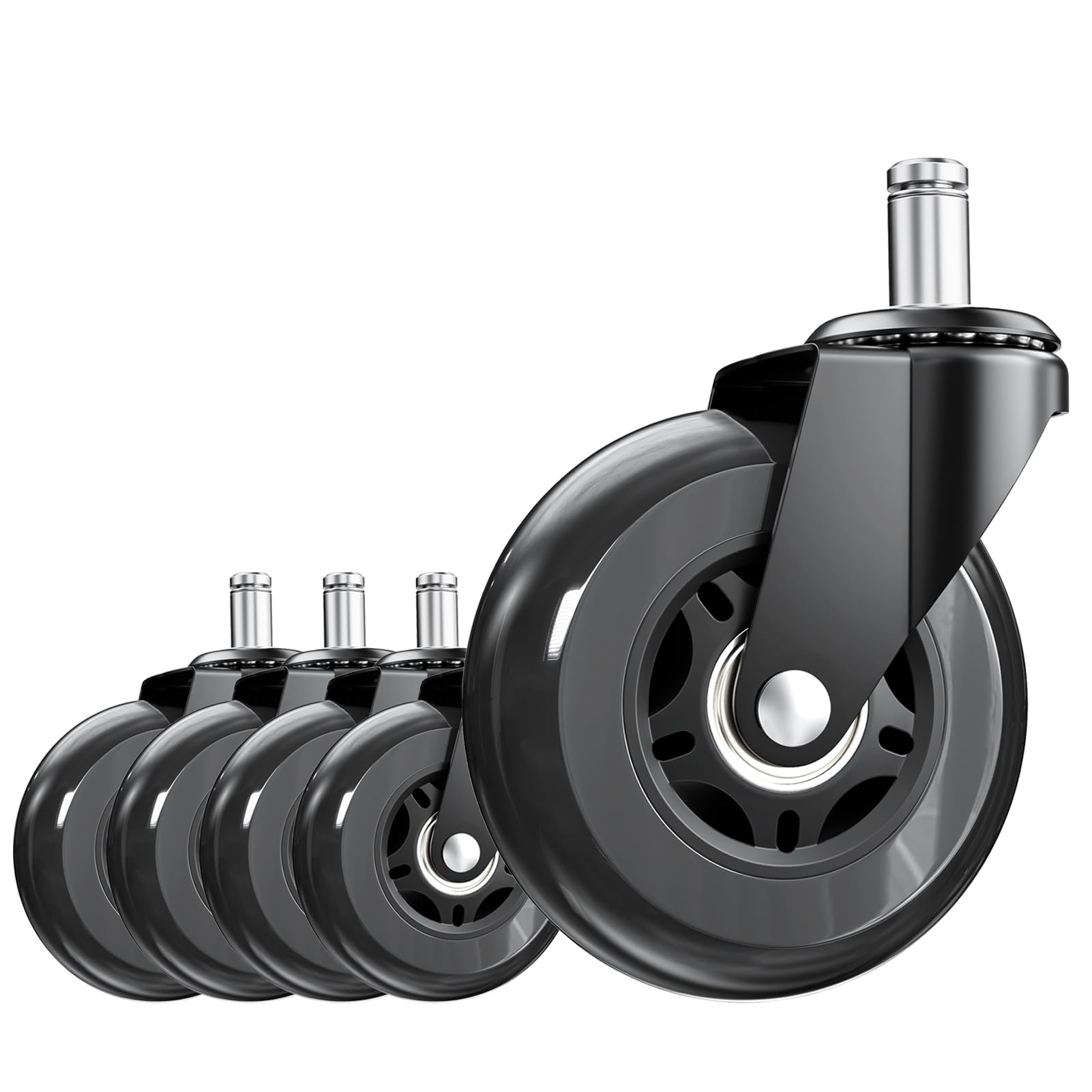 ASHGOOB 3-inch chair wheels set of 5 for smooth, quiet movement.