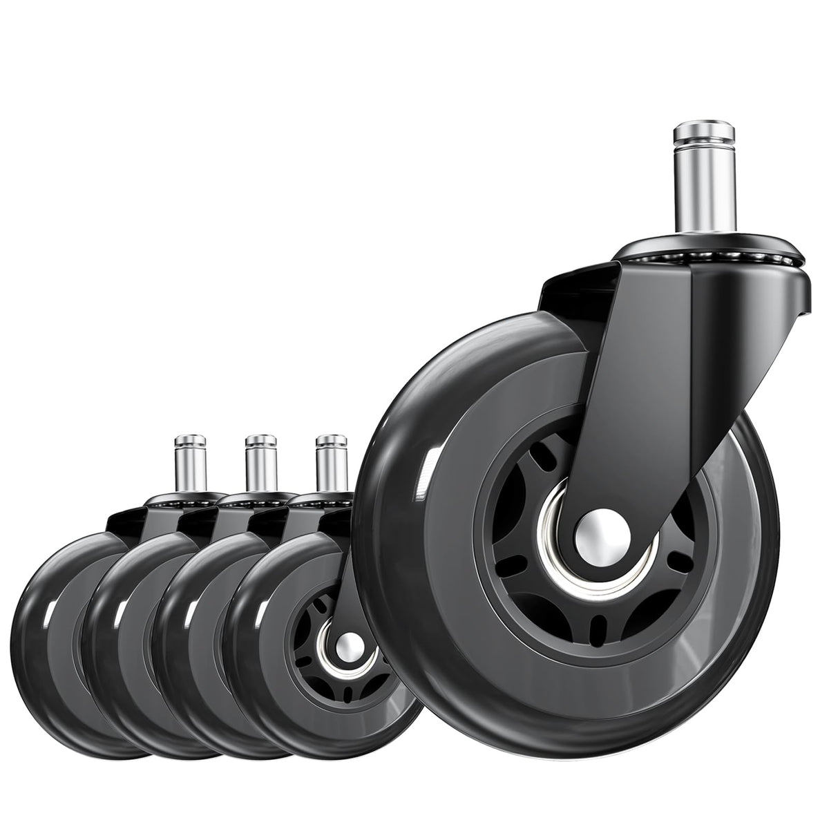 ASHGOOB 3-inch chair wheels set of 5 for smooth, quiet movement.