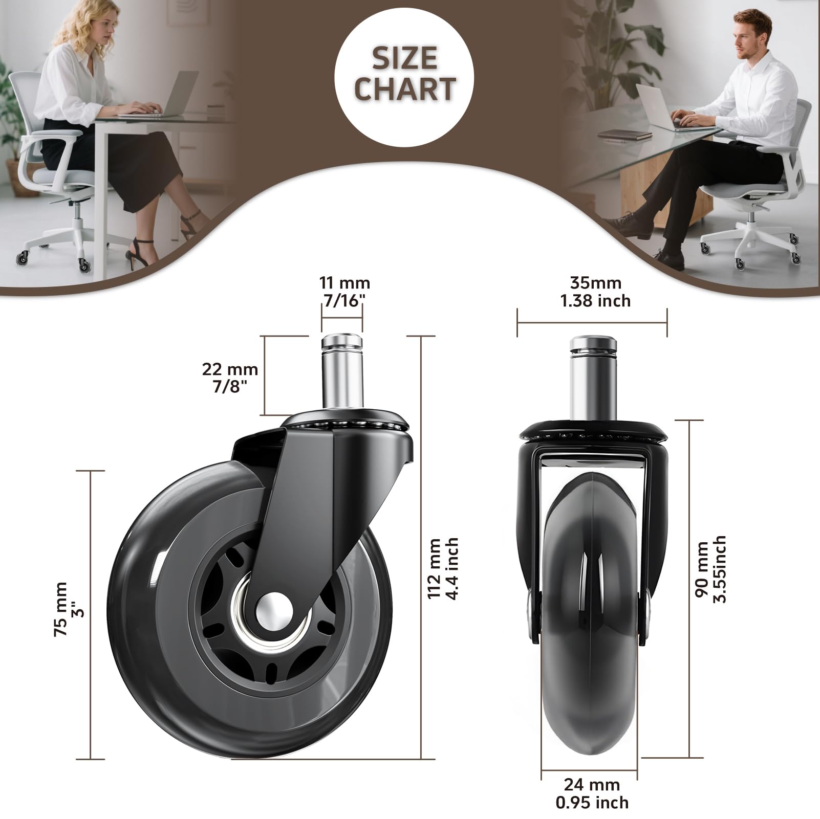 ASHGOOB heavy-duty casters support up to 700 lbs on hard floors.
