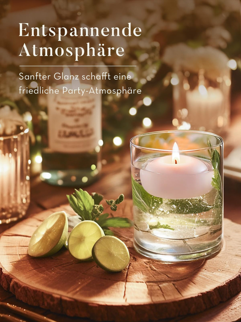 Ashlux dripless floating candle stays neat in holders during events.