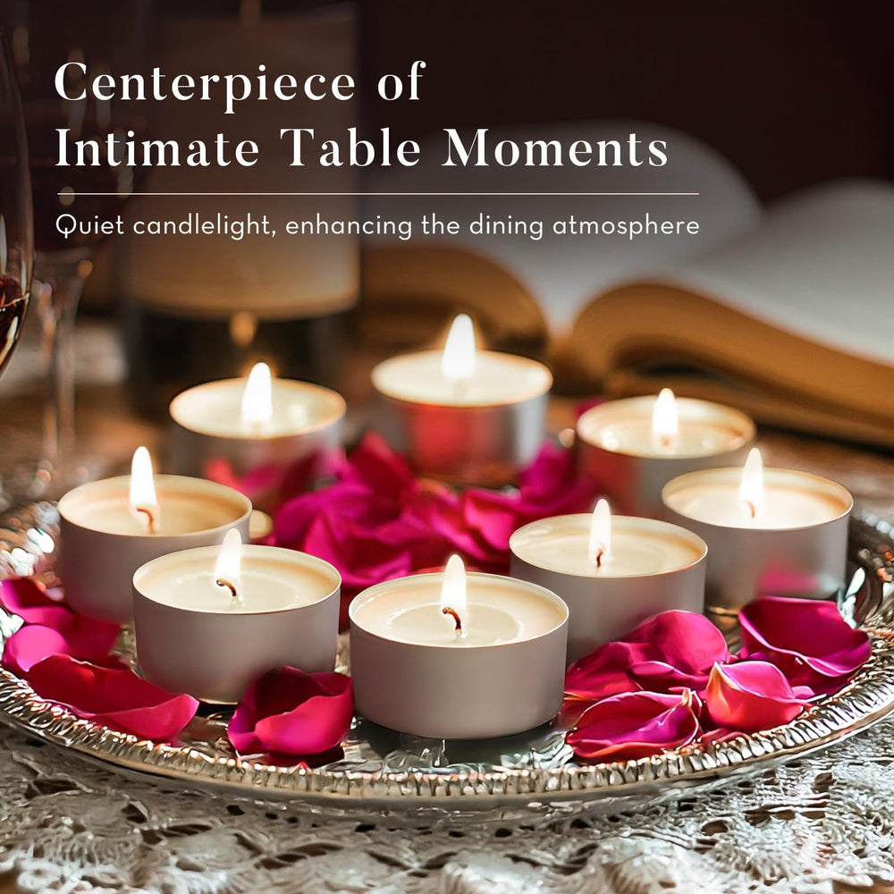 Ashlux vegetable-wax tea lights deliver a pure burn and bright glow.