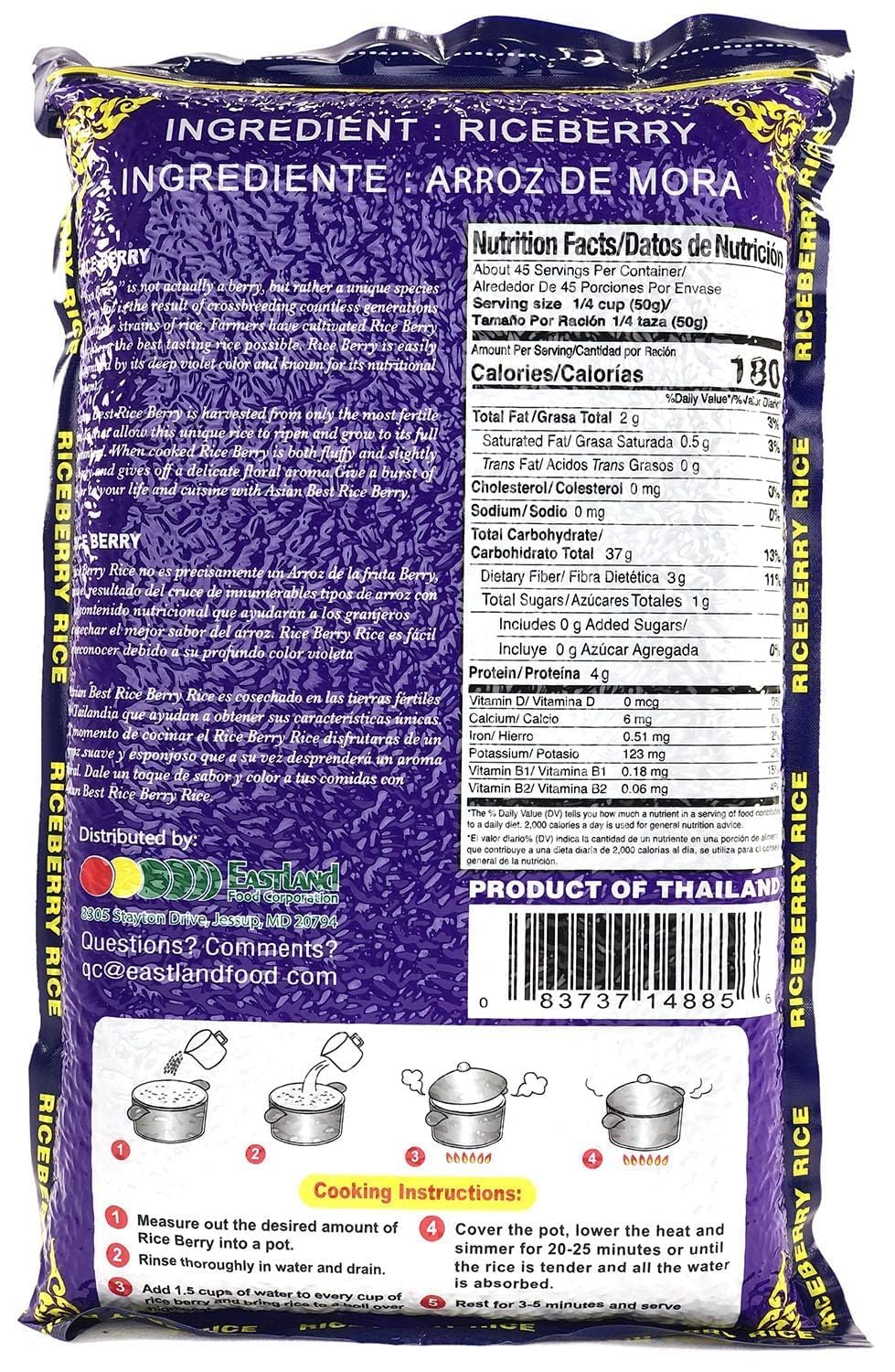 Asian Best Riceberry Rice 5lb bag for everyday meals and quick prep.