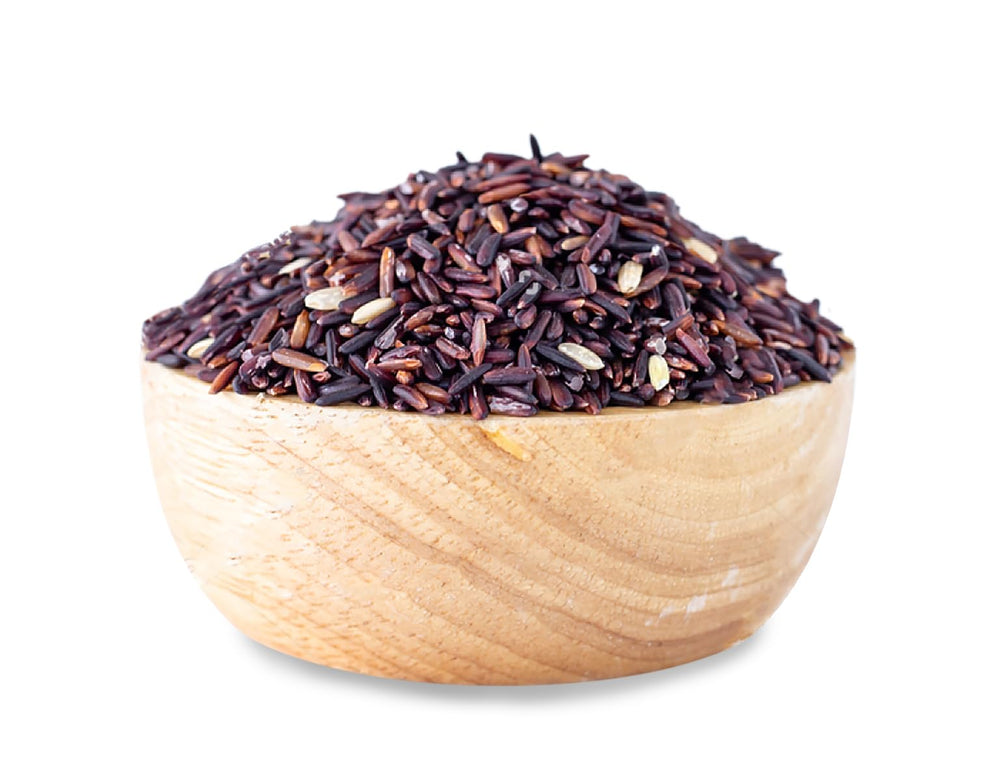 Asian Best Riceberry Rice in a measuring cup shows versatile kitchen use.