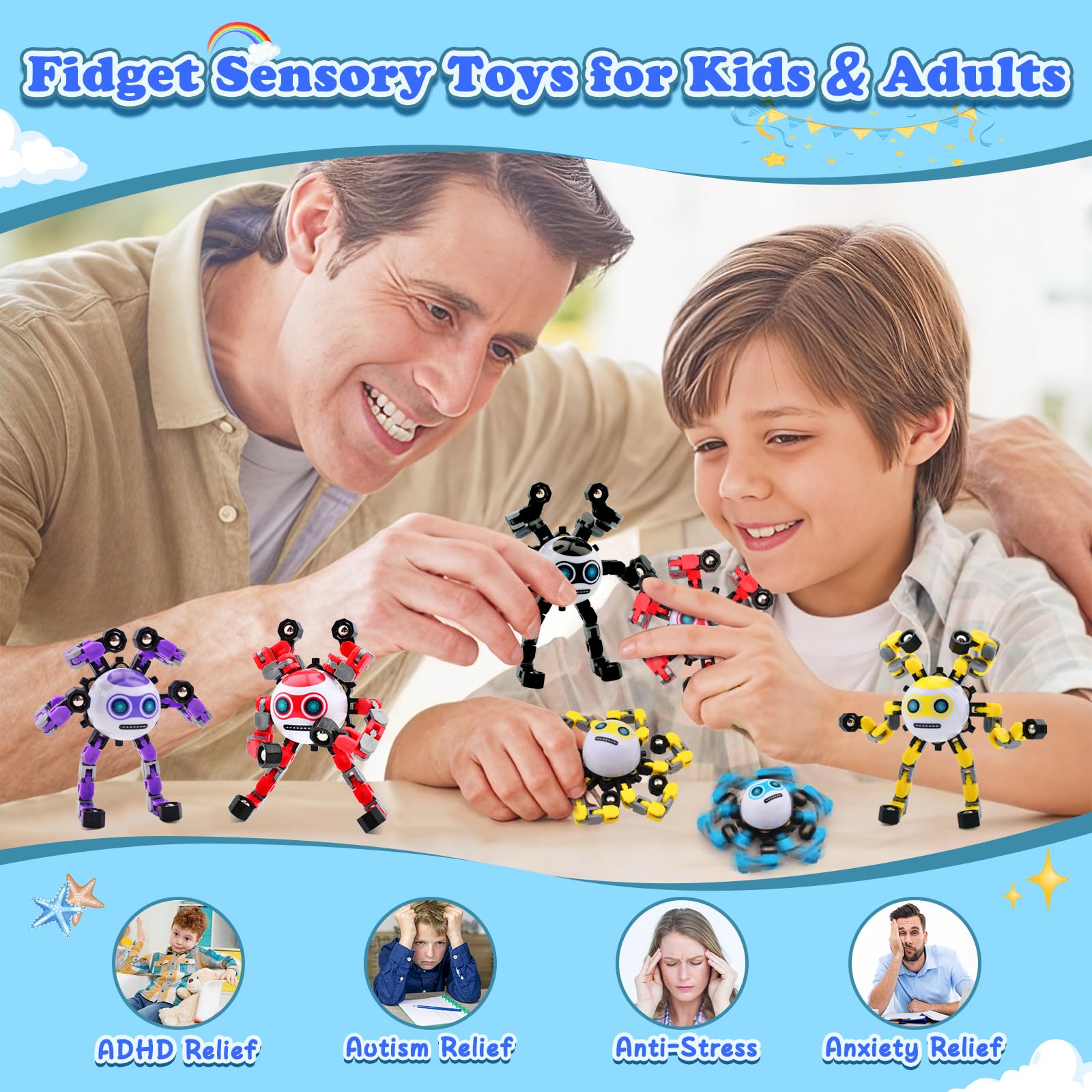 ASIOWELY sensory fidget toy helps attention through repetitive spins