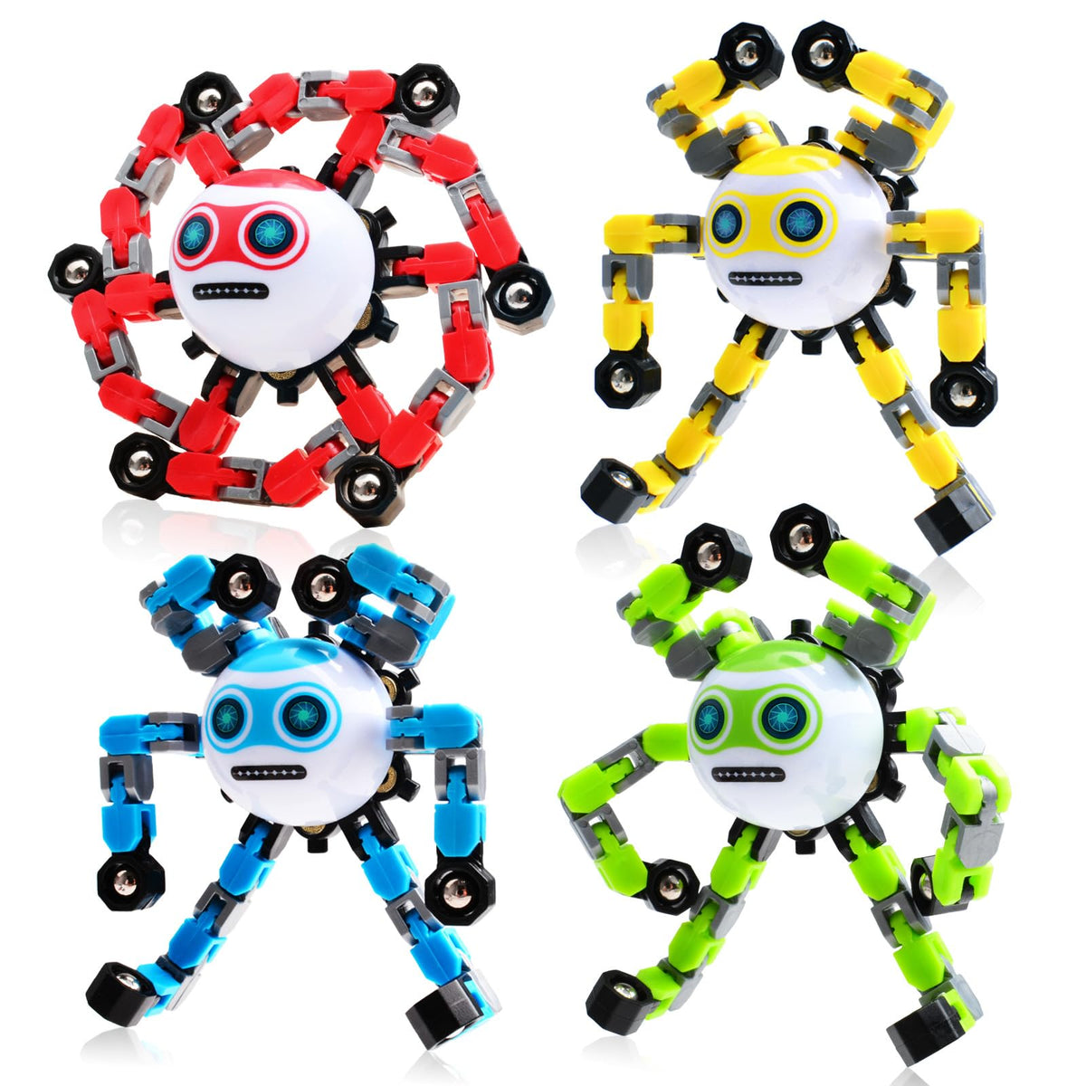 ASIOWELY transformable fidget spinner set in four pieces for creative play and focus